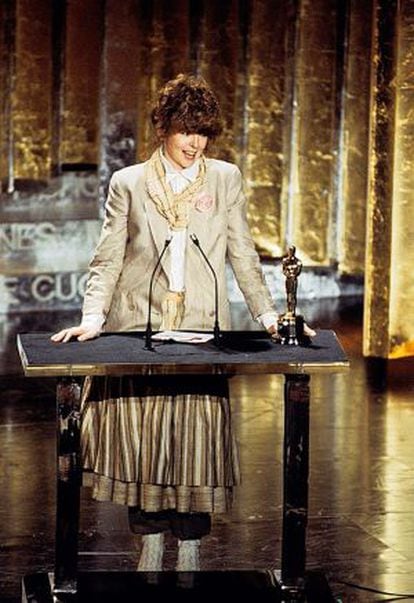Keaton en 1978, recibiendo el Oscar a la mejor actriz.