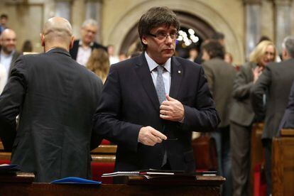 El presidente, Carles Puigdemont, al Parlament .