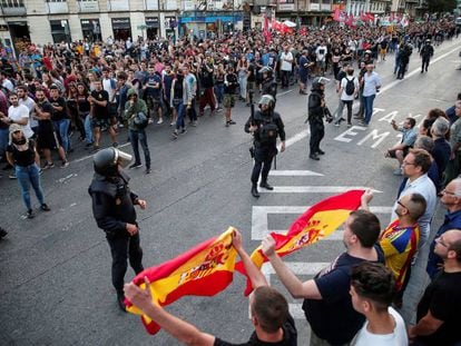 Un momento de la manifestación de hoy en Valencia. 