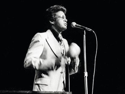 El fallecido cantante puertorriqueño Héctor Lavoe, durante una actuación en el Madison Square Garden de Nueva York en una foto sin fecha.