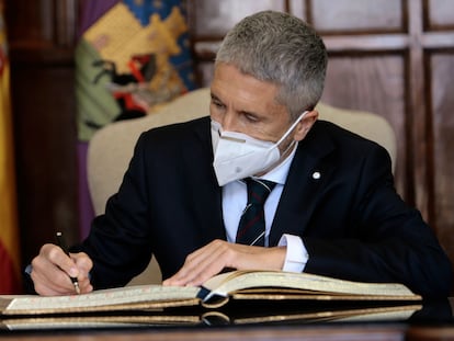 El ministro del Interior, Fernando Grande-Marlaska, en un acto en Guadalajara el pasado día 7 de mayo.