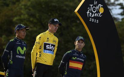 Quintana, Froome i Valverde al podi de París.