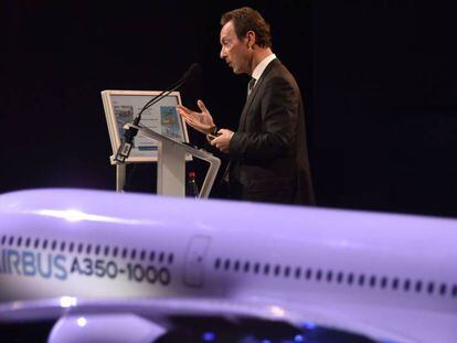 El presidente de Airbus, Fabrice Bregier, durante la presentaci&oacute;n de resultados. 