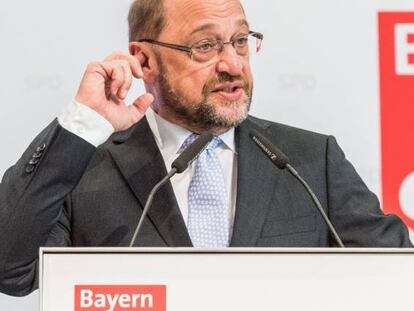 Martin Schulz, candidato socialdem&oacute;crata a la canciller&iacute;a alemana, en un m&iacute;tin en Baviera. 