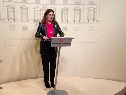 La consejera de la Presidencia de la Generalitat, Laura Vilagrà, en rueda de prensa.