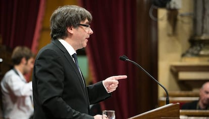 El president de la Generalitat, Carles Puigdemont, aquest dimarts al Parlament