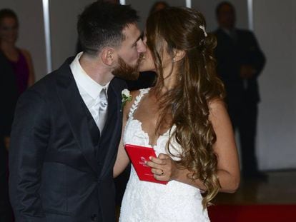 Leo Messi i Antonela Roccuzzo durant el seu casament a Rosario, el passat 30 de juny.