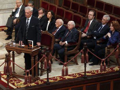 El premio Nobel Mario Vargas Llosa, durante la presentaci&oacute;n de la edici&oacute;n conmemorativa del cincuentenario de &#039;La ciudad y los perros&#039;, el pasado mes de junio en Madrid