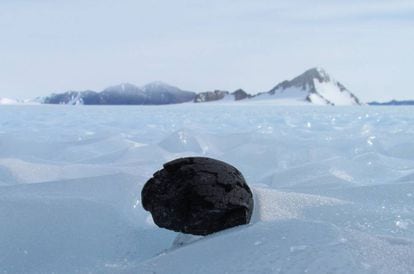 Un meteorito hallado en la Antártida, en una imagen de archivo.