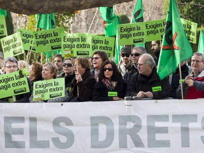 Protesta de funcionarios catalanes, en una imagen de archivo.