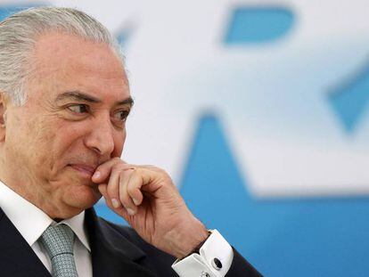 El presidente brasile&ntilde;o Michel Temer, en un acto en Brasilia.  
