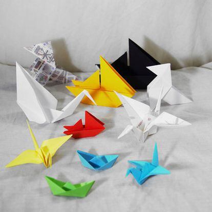 Objetos del taller de origami de la tienda barcelonesa Pika Pika Shop.