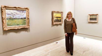 Carmen Cervera en la exposici&oacute;n Impresionismo y aire libre. De Corot a Van Gogh, realizada en 2013 en el museo Thyssen de Madrid.