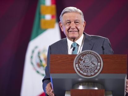 López Obrador durante la conferencia matutina, el 23 de marzo.