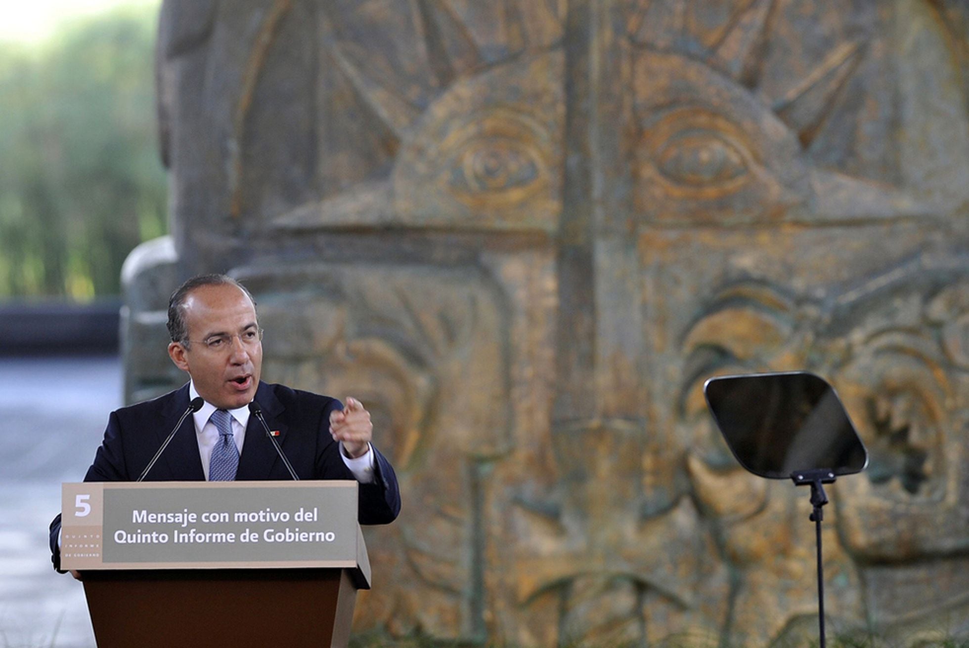 Felipe Calderón, durante su discurso, en el Museo de Antropología de