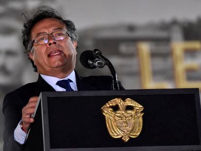 El presidente de Colombia, Gustavo Petro, en la Escuela militar de Cadetes General José María Córdoba, en Bogotá, el 20 de agosto de 2022.