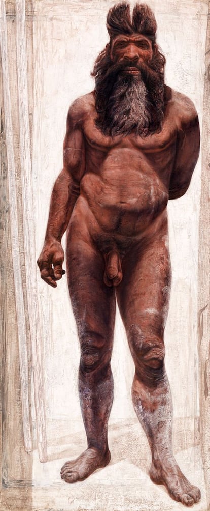 Ilustración de un hombre de la Sima de los Huesos (Atapuerca), de hace unos 430.000 años.