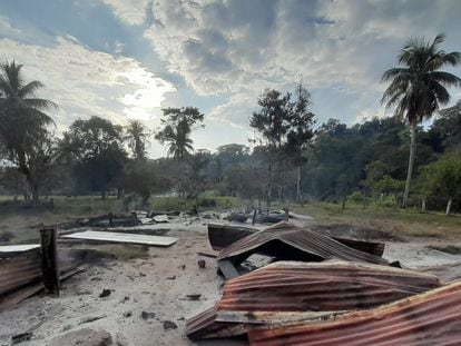 Algunos de los destrozos llevados a cabo por los invasores en la aldea Wilu en Nicaragua.