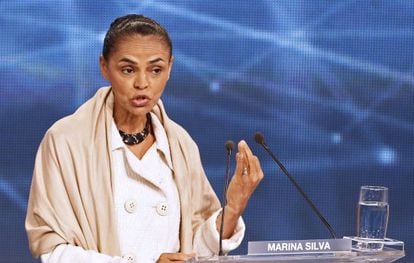 Marina Silva, durante el &uacute;ltimo debate televisivo 