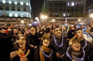 Nochevieja en la Puerta del Sol de Madrid.
