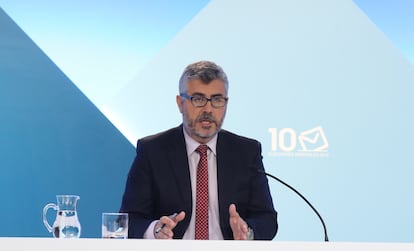 Miguel Ángel Oliver, entonces secretario de Estado de Comunicación, en una rueda de prensa en noviembre de 2019 con motivo de las elecciones generales del 10-N.