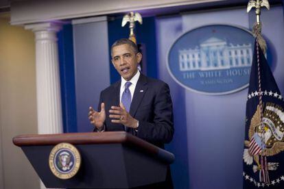 El presidente Obama, durante su rueda de prensa del viernes.
