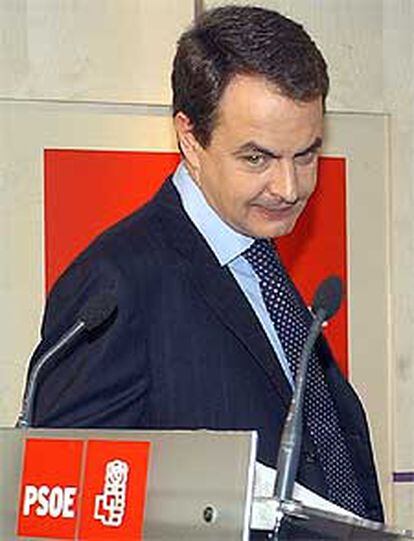 José Luis Rodríguez Zapatero, ayer, en la sede del PSOE.