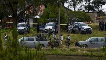 Un operativo en el municipio de Texcaltitlán, tras un enfrentamiento entre militares y criminales, en una imagen de archivo.