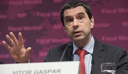 El director del Departamento de Asuntos Fiscales, Vítor Gaspar, este miércoles en las reuniones del FMI.