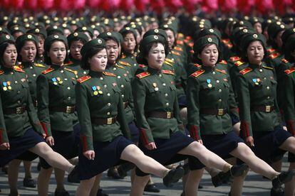 Un momento del espectacular desfile del sábado en Pyongyang.