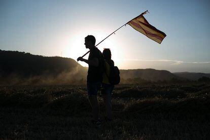 Protesta de Òmnium y ANC frente a la cárcel catalana de Lledoners.