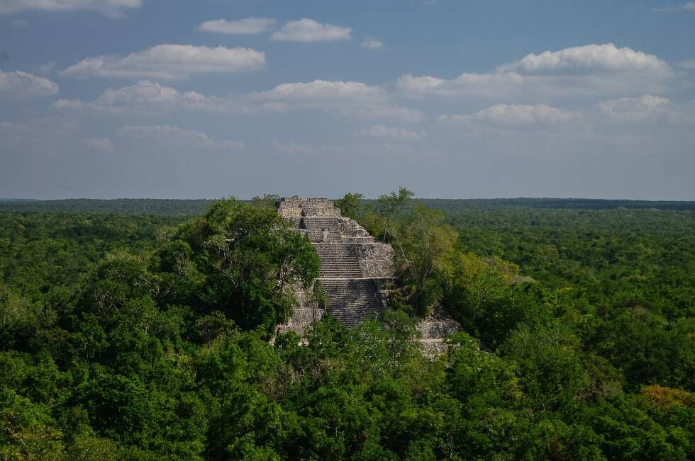 Una de las estructuras de la ciudad maya de Calakmul, en México.