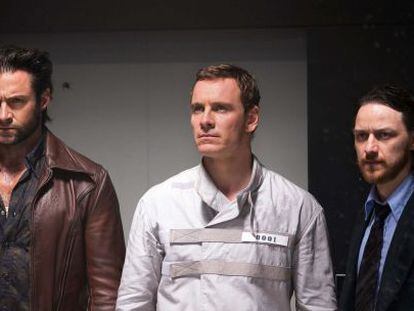 Hogh Jackman, Michael Fassbender y James McAvoy, en el filme.