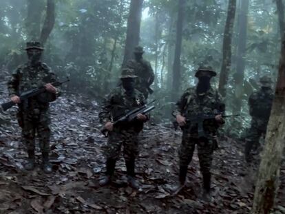 Integrantes del Clan del Golfo en una captura de un video divulgado en sus redes sociales.