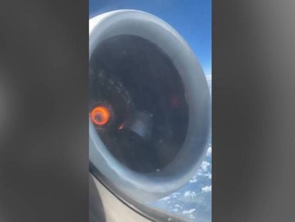 Imagen del motor dañado del avión de la aerolínea Delta.