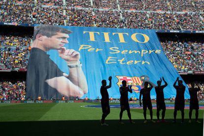 Homenatge a Tito Vilanova al Camp Nou.