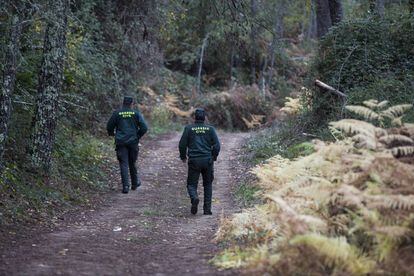 Dos agents de Lobios caminen pel parc natural transfronterer Baixa Limia-Serra do Xurés.