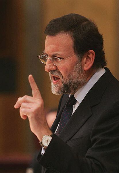 El líder del PP, Mariano Rajoy, en una de sus intervenciones.