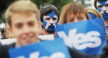 Manifestaci&oacute;n en Edimburgo pidiendo el &#039;s&iacute;&#039; para el refer&eacute;ndum por la independencia.