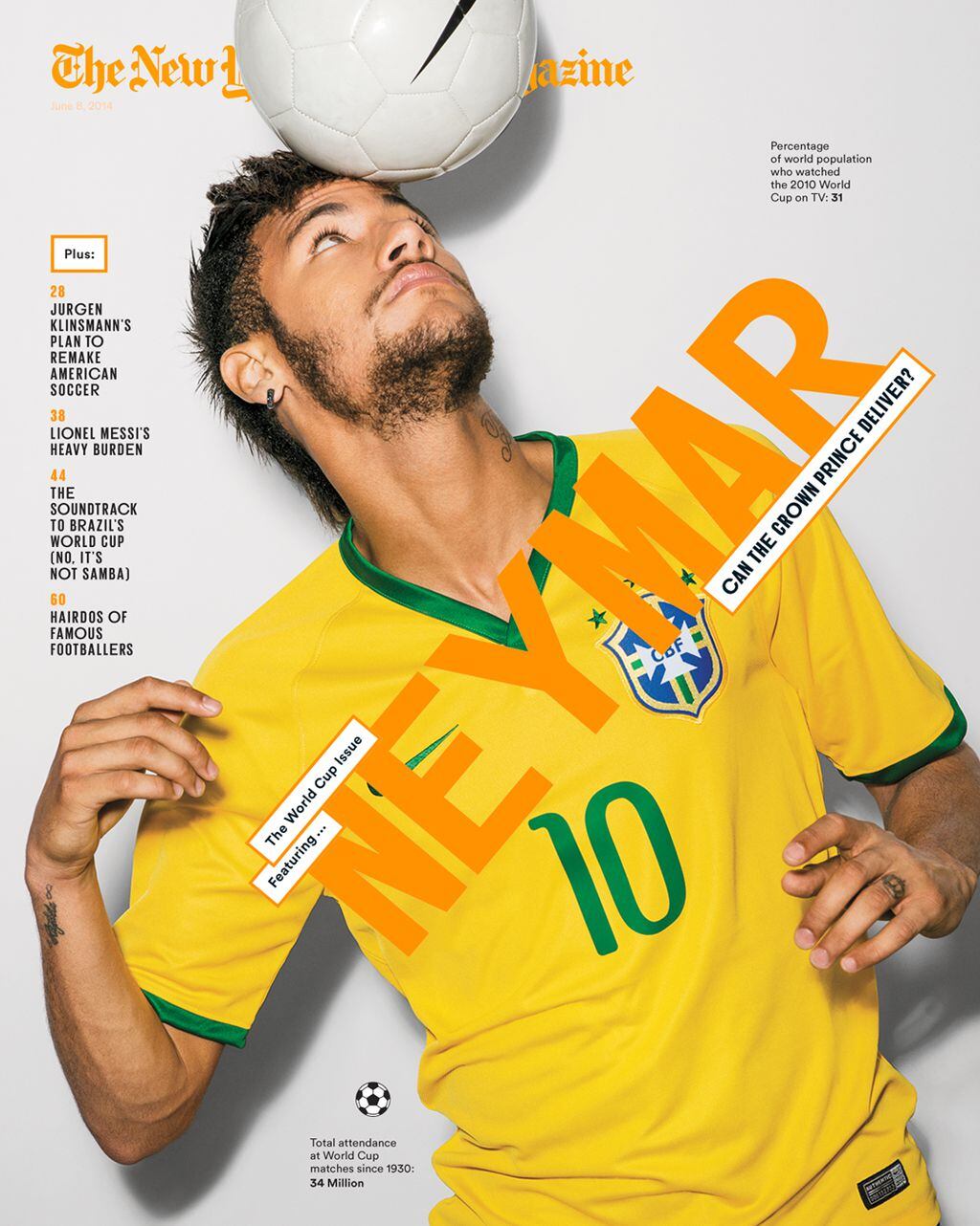 Esta portada de Neymar de la revista 'New York Times Magazine' es una de las que ha diseñado el cubano.