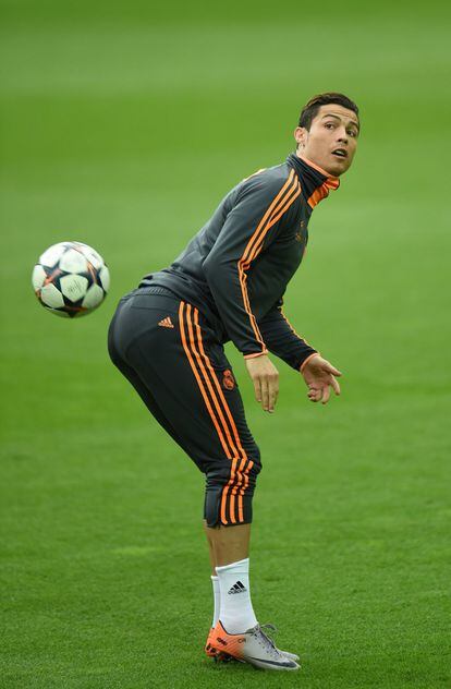 Cristiano Ronaldo durante el entrenamiento. 