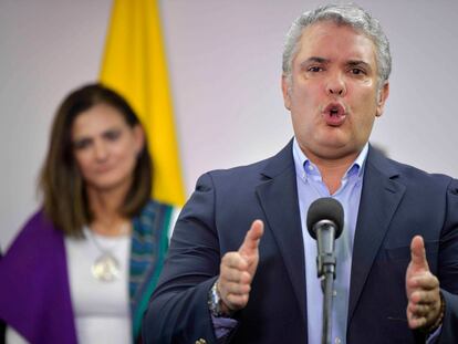 El presidente colombiano Iván Duque, durante una conferencia de prensa.