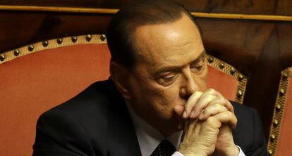 Silvio Berlusconi, en su esca&ntilde;o de senador.