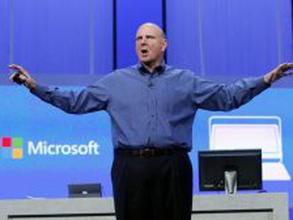 Steve Ballmer, consejero delegado de Microsoft, durante la conferencia para desarrolladores de la compa&ntilde;&iacute;a.