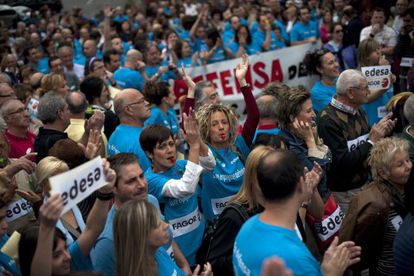 Trabajadores de Fagor y de Edesa protestan en las calles de Basauri por el cierre de la cooperativa: