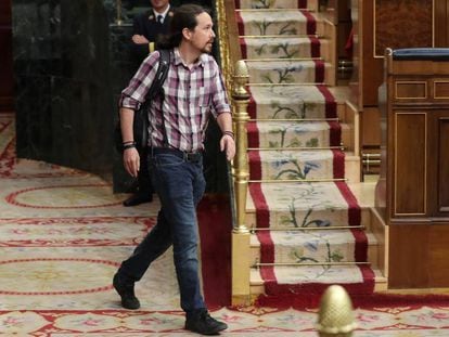 Pablo Iglesias, a su llegada al pleno del Congreso.