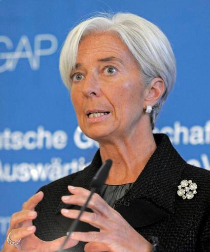 La directora gerente del FMI, Christine Lagarde, durante su discurso.