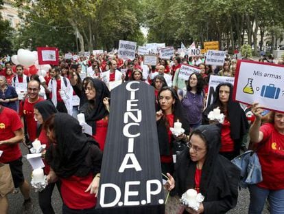 Manifestación a favor de la I+D, el 27 de septiembre de 2013 en Madrid.
