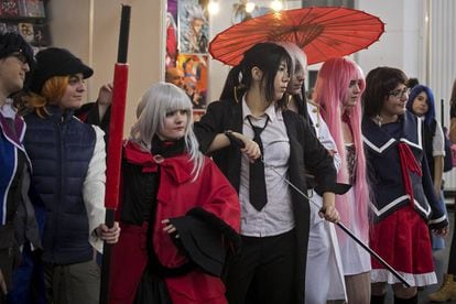 Un grupo de aficionados al cosplay ayer en el Salón del Manga.