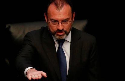 El canciller Luis Videgaray durante su comparecencia en el Senado